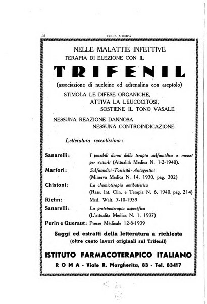 Folia medica periodico trimensile di patologia e clinica medica