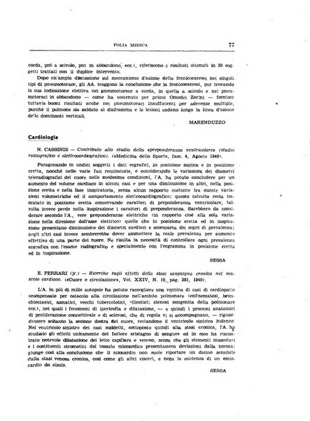 Folia medica periodico trimensile di patologia e clinica medica