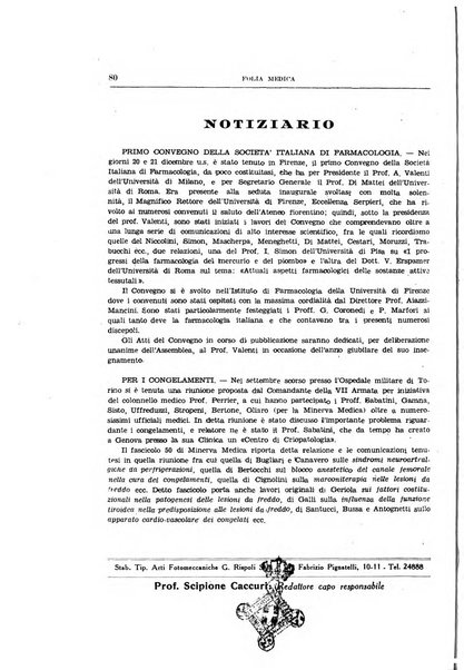 Folia medica periodico trimensile di patologia e clinica medica