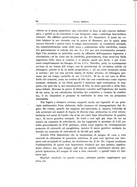 Folia medica periodico trimensile di patologia e clinica medica