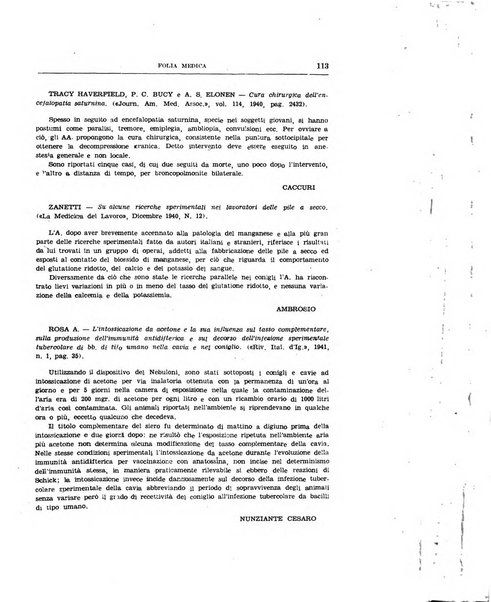 Folia medica periodico trimensile di patologia e clinica medica