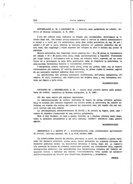 Folia medica periodico trimensile di patologia e clinica medica