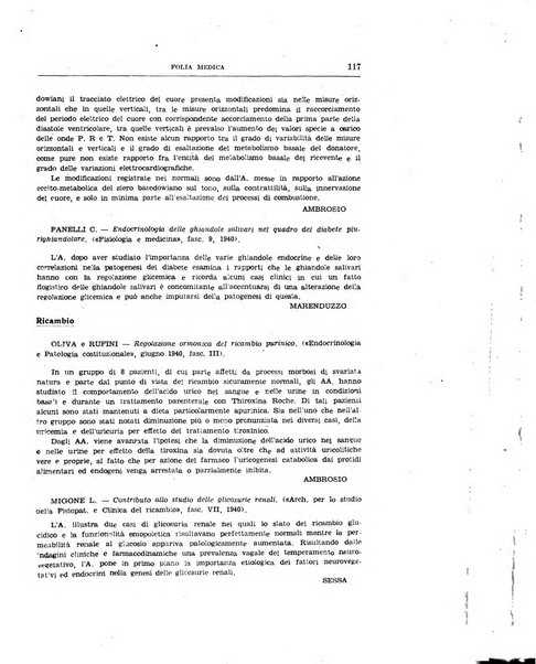 Folia medica periodico trimensile di patologia e clinica medica