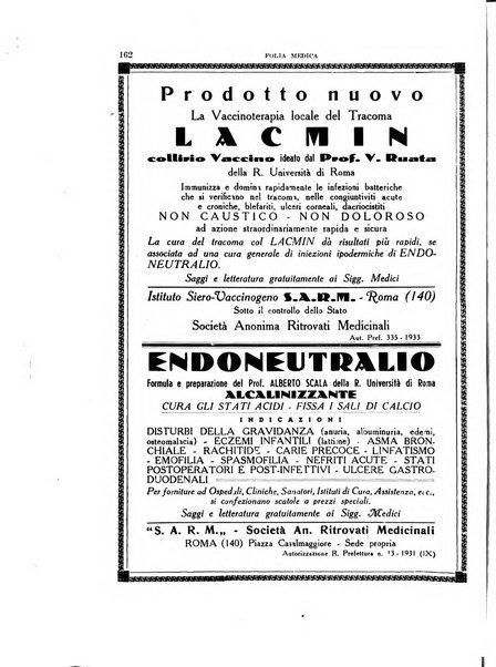 Folia medica periodico trimensile di patologia e clinica medica