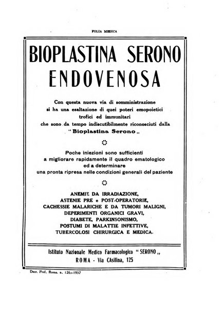 Folia medica periodico trimensile di patologia e clinica medica