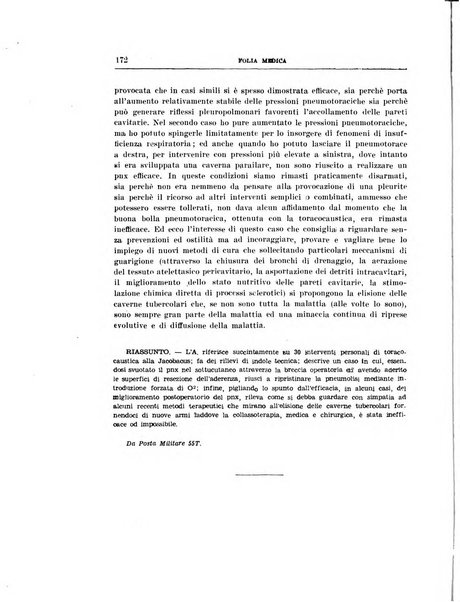 Folia medica periodico trimensile di patologia e clinica medica