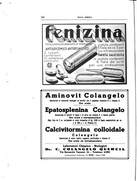 Folia medica periodico trimensile di patologia e clinica medica