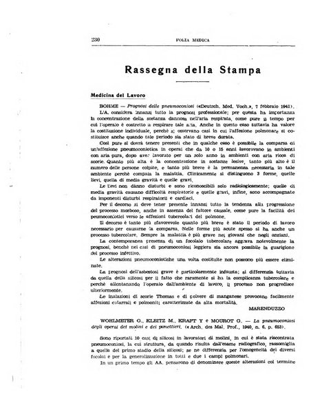 Folia medica periodico trimensile di patologia e clinica medica