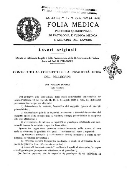 Folia medica periodico trimensile di patologia e clinica medica