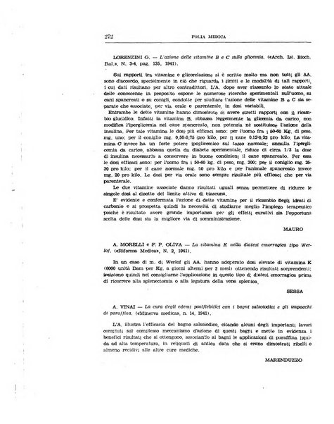 Folia medica periodico trimensile di patologia e clinica medica