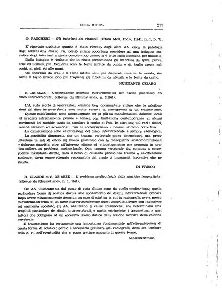 Folia medica periodico trimensile di patologia e clinica medica