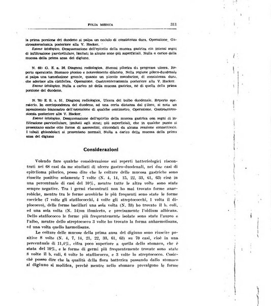 Folia medica periodico trimensile di patologia e clinica medica