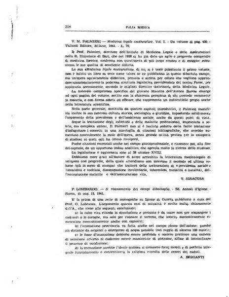 Folia medica periodico trimensile di patologia e clinica medica