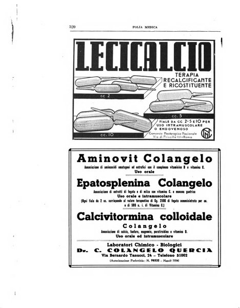 Folia medica periodico trimensile di patologia e clinica medica