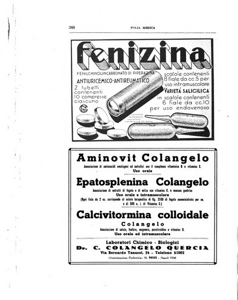 Folia medica periodico trimensile di patologia e clinica medica