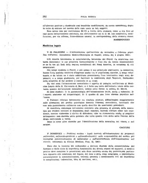 Folia medica periodico trimensile di patologia e clinica medica