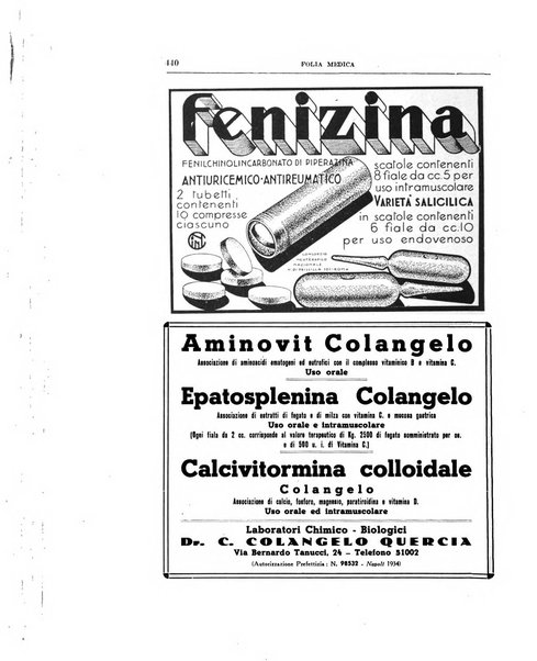 Folia medica periodico trimensile di patologia e clinica medica