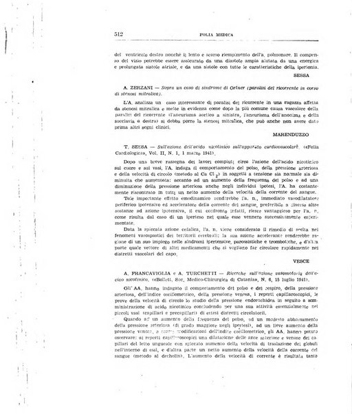 Folia medica periodico trimensile di patologia e clinica medica