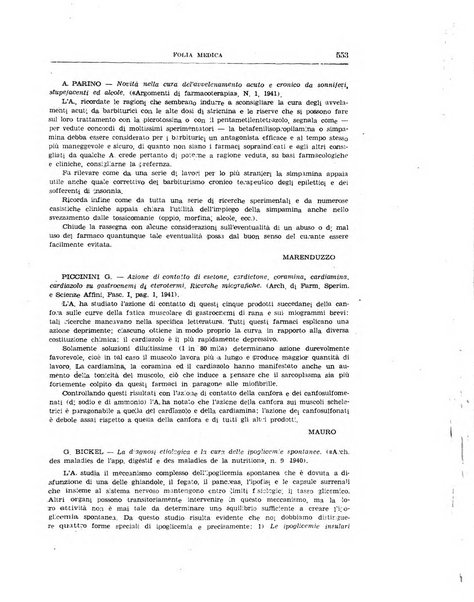 Folia medica periodico trimensile di patologia e clinica medica