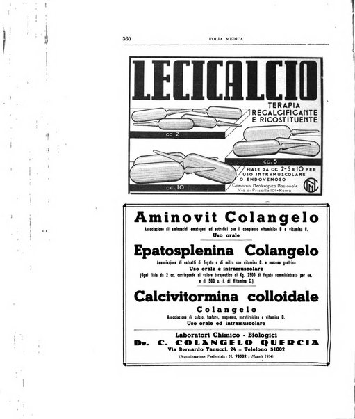 Folia medica periodico trimensile di patologia e clinica medica