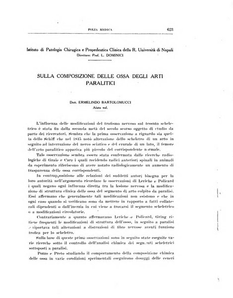 Folia medica periodico trimensile di patologia e clinica medica