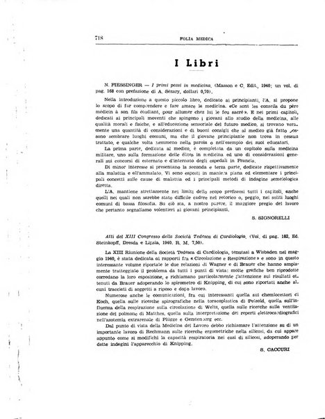 Folia medica periodico trimensile di patologia e clinica medica