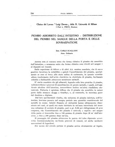 Folia medica periodico trimensile di patologia e clinica medica