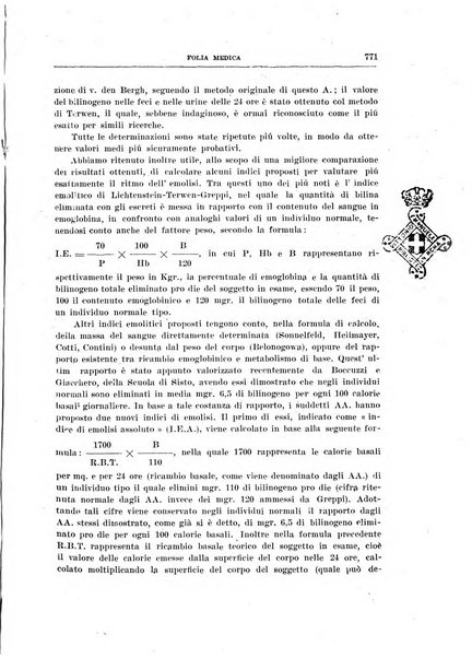 Folia medica periodico trimensile di patologia e clinica medica