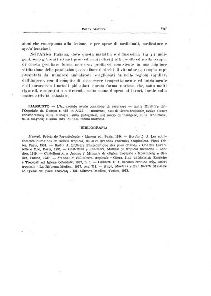 Folia medica periodico trimensile di patologia e clinica medica