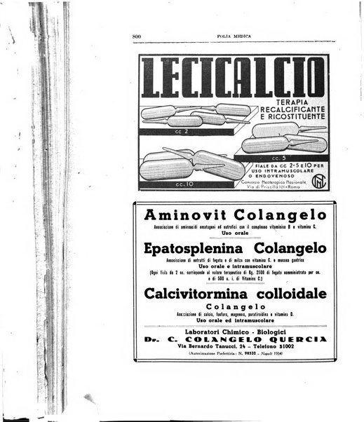 Folia medica periodico trimensile di patologia e clinica medica