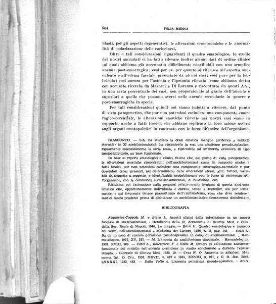 Folia medica periodico trimensile di patologia e clinica medica