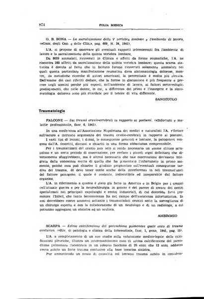 Folia medica periodico trimensile di patologia e clinica medica