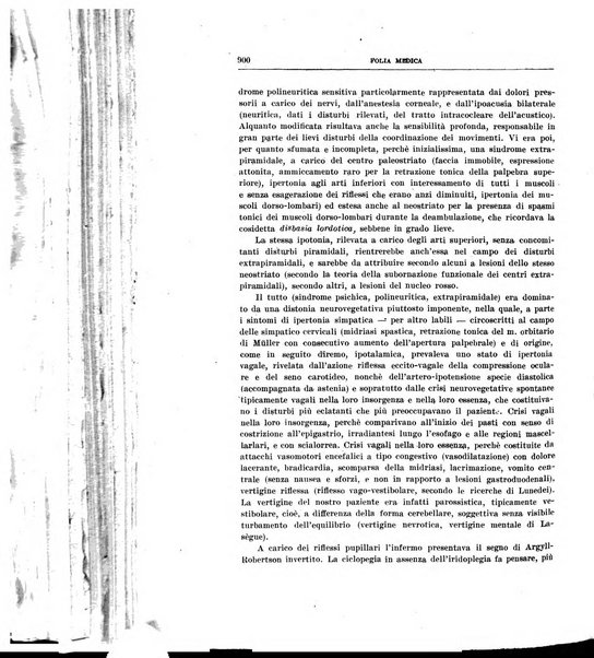 Folia medica periodico trimensile di patologia e clinica medica