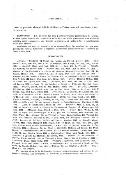 Folia medica periodico trimensile di patologia e clinica medica