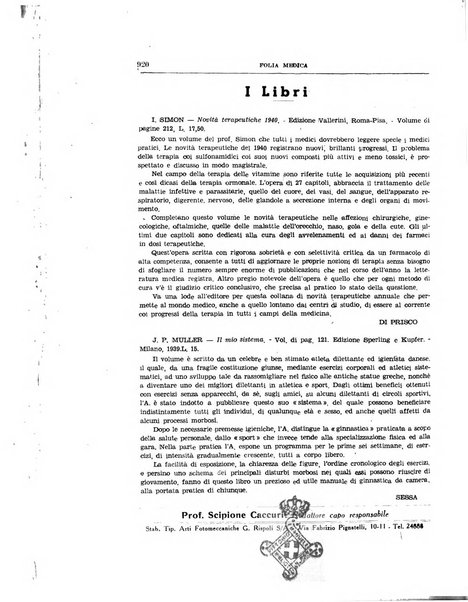 Folia medica periodico trimensile di patologia e clinica medica