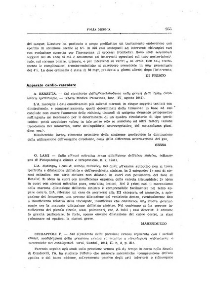 Folia medica periodico trimensile di patologia e clinica medica