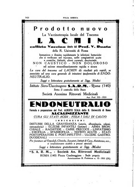 Folia medica periodico trimensile di patologia e clinica medica