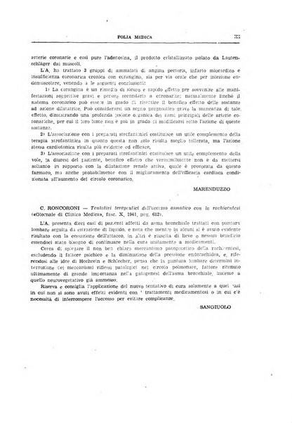 Folia medica periodico trimensile di patologia e clinica medica