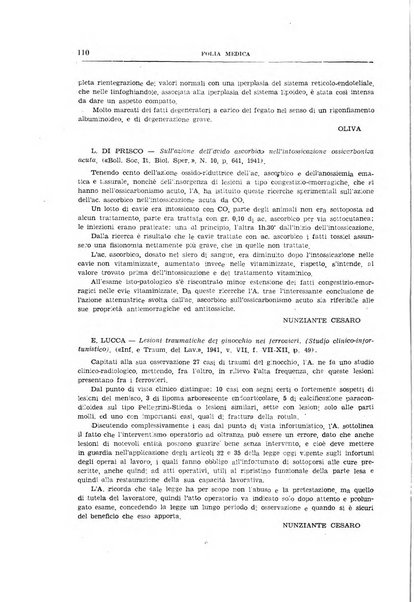 Folia medica periodico trimensile di patologia e clinica medica