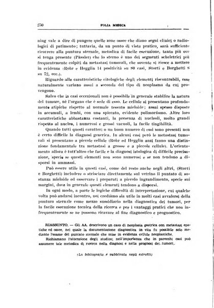 Folia medica periodico trimensile di patologia e clinica medica