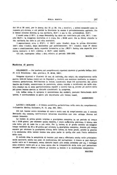 Folia medica periodico trimensile di patologia e clinica medica