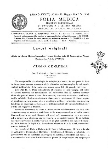 Folia medica periodico trimensile di patologia e clinica medica