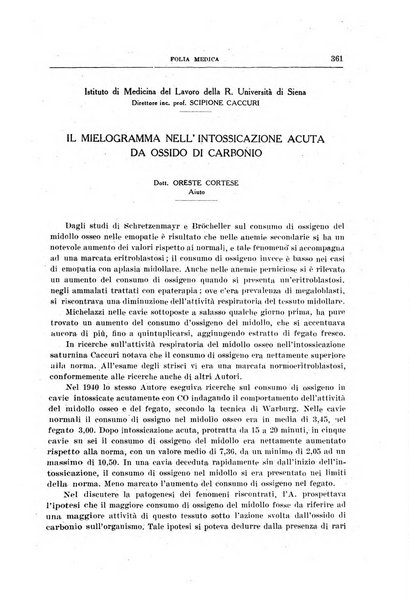 Folia medica periodico trimensile di patologia e clinica medica