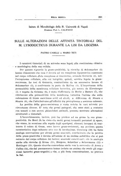 Folia medica periodico trimensile di patologia e clinica medica