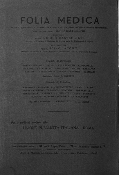 Folia medica periodico trimensile di patologia e clinica medica