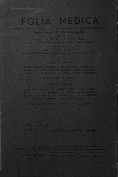 Folia medica periodico trimensile di patologia e clinica medica