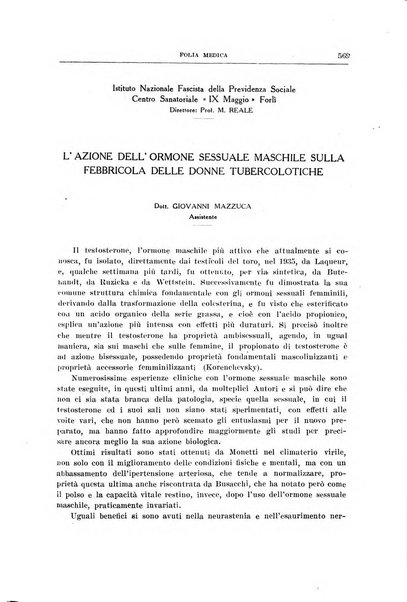 Folia medica periodico trimensile di patologia e clinica medica