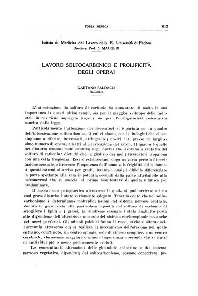 Folia medica periodico trimensile di patologia e clinica medica