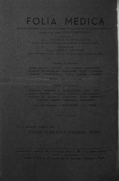 Folia medica periodico trimensile di patologia e clinica medica