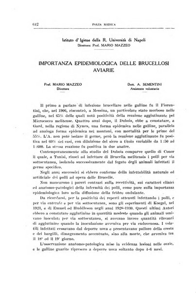 Folia medica periodico trimensile di patologia e clinica medica